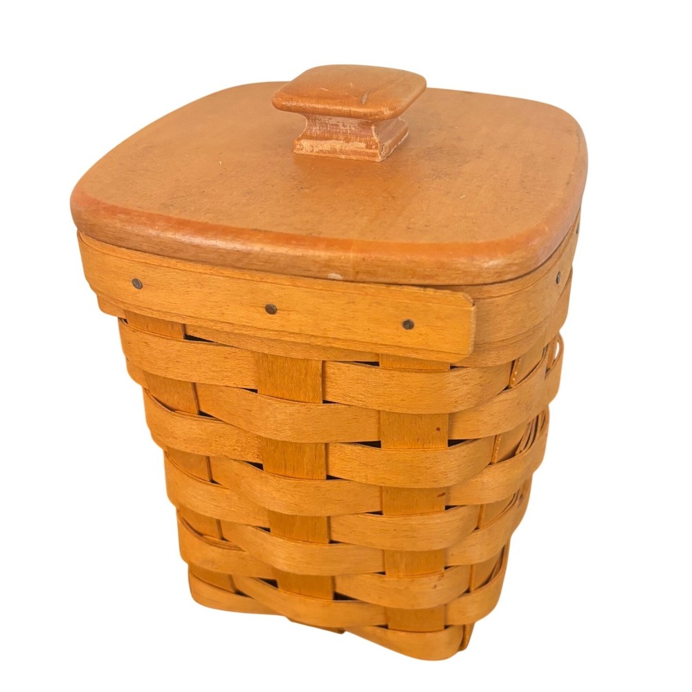 Longaberger | Spoon Basket with Wood Lid and Divider | 1999 Dresden Ohio‎ USA